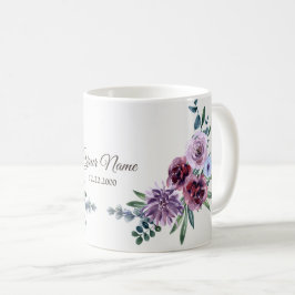 Caneca De Café Pink Red Floral Geometric Watercolor Wedding Party