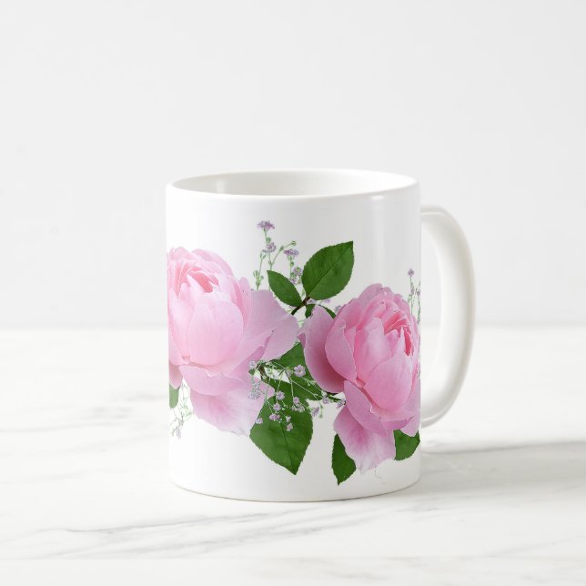 Caneca De Café Pink roses (Frente Esquerda)