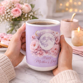 Caneca De Café Pink Roses Lavender Moon Mug, Mother's Day Gift 