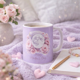Caneca De Café Pink Roses Lavender Moon Mug, Mother's Day Gift
