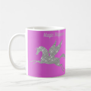 CANECA DE CAFÉ PINK SILVER SPARKLE UNICORN MUG