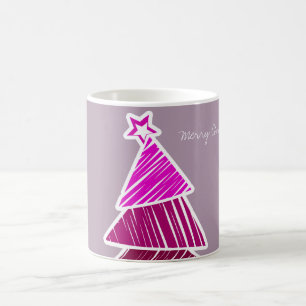 Caneca De Café Pink Sketchy Christmas Tree Mug