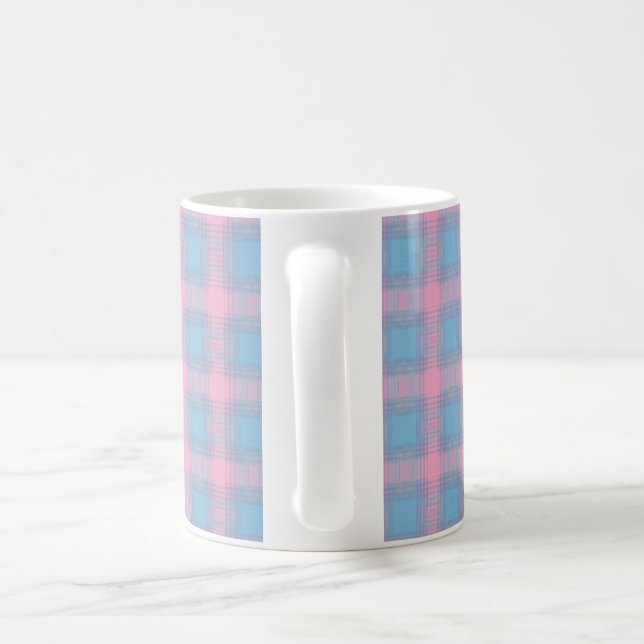 Caneca De Café Pink sky Blue Check Stpg (Alça)