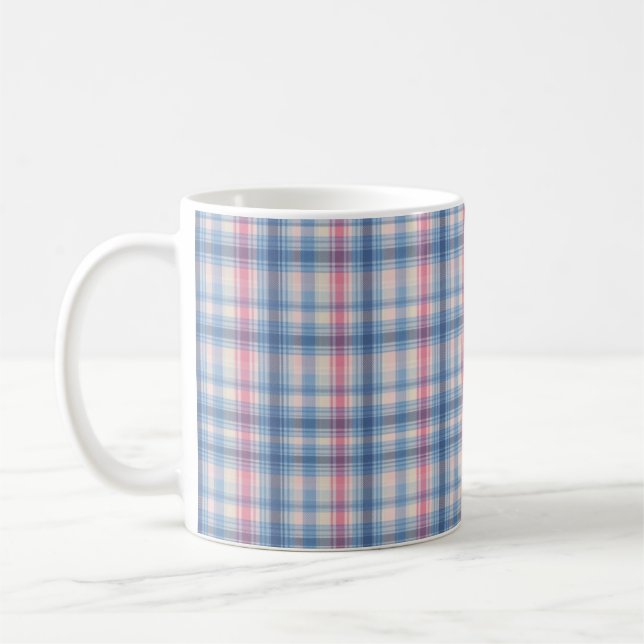 Caneca De Café Pink sky Blue Check Stpg (Esquerda)
