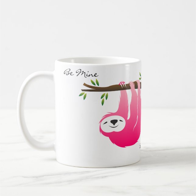 Caneca De Café Pink Sloth Be Mine... Sai comigo Mug (Esquerda)