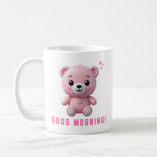 Caneca De Café Pink Teddy Bear Boa Manhã   Presente bonito para K