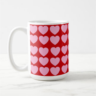Caneca De Café Pink Valentines Hearts on Red