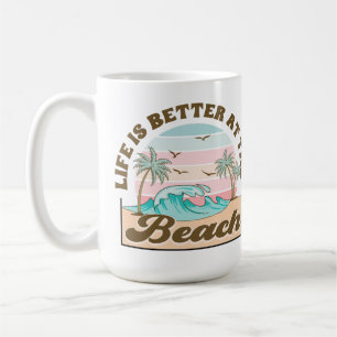 CANECA DE CAFÉ PINK VERDE TAN LIFE É MELHOR NA PRAIA