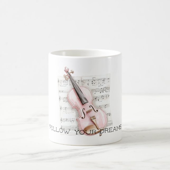 Caneca De Café Pink Violin Music Sheet (Centro)