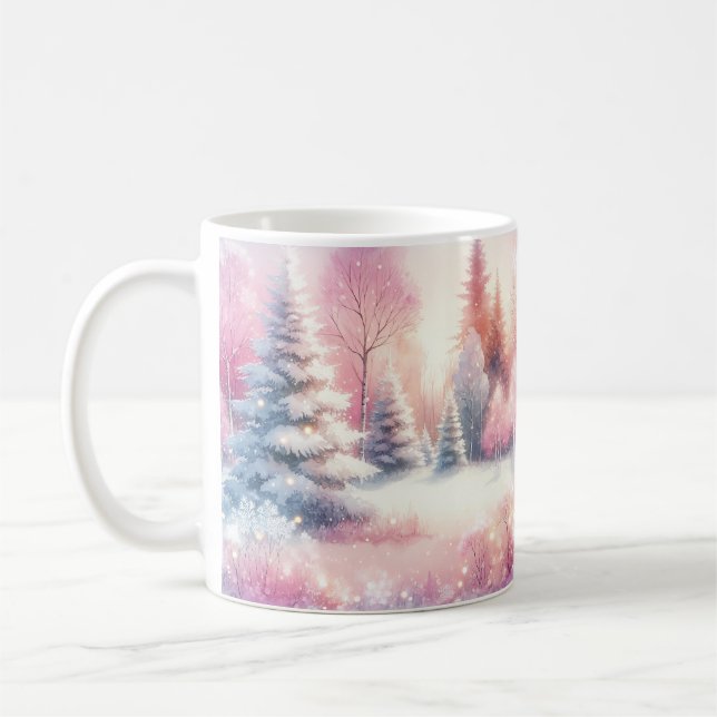 Caneca De Café Pink Winter Wonderland Natal (Esquerda)