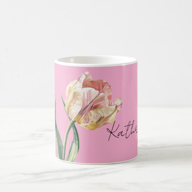 Caneca De Café Pink Yellow Spring Tulip Flower (Centro)
