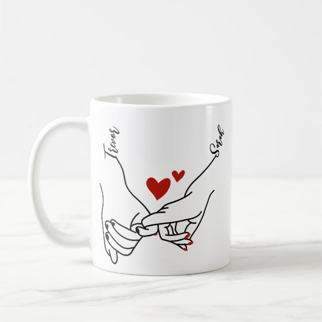 Caneca De Café Pinky Promise Holding Hands Lovers Presente (Esquerda)