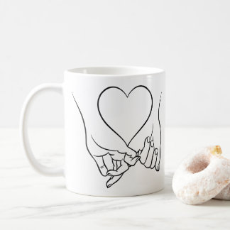 Caneca De Café Pinky Swear & Heart Line Art Design