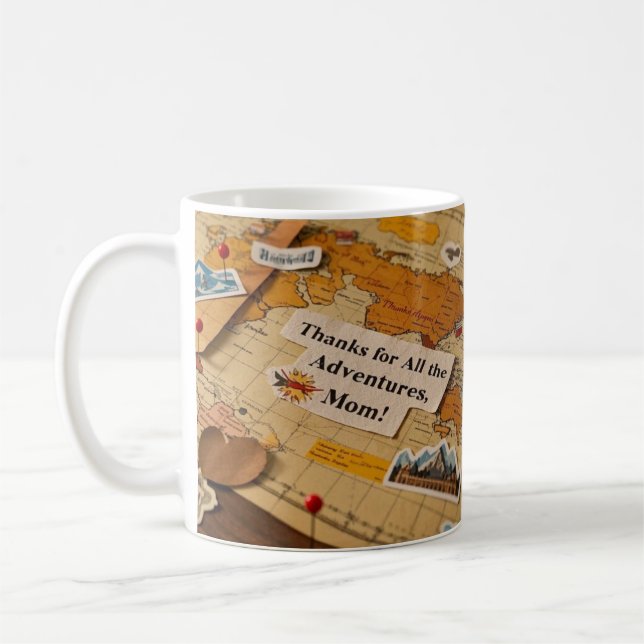 Caneca De Café Pinos e marcos do mapa mundial (Esquerda)