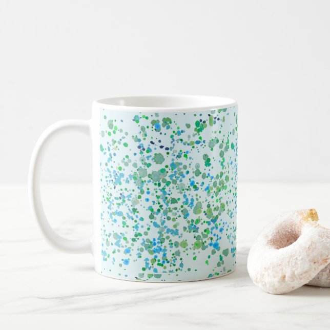 Caneca De Café Pinta esplotada esplêndida azul e verde (Com Donut)
