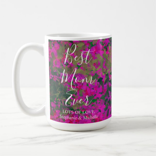 Caneca De Café Pintada A Mão Floral Do Jardim Rosa, Melhor Mãe (Esquerda)