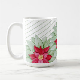 Caneca De Café Pintada Mão-de-Obra Vermelha de Natal Poinsettia