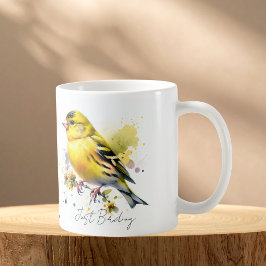 Caneca De Café Pintassilgo amarelo Aquarela