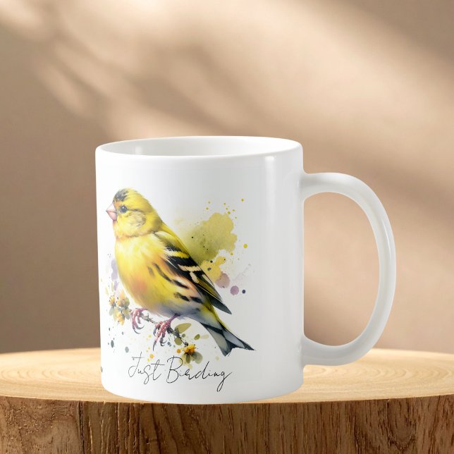 Caneca De Café Pintassilgo amarelo Aquarela ( Elegant yellow bird)