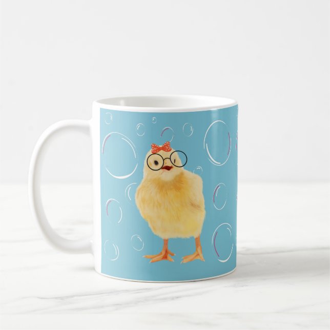 Caneca De Café Pintinho De Bebê Bonito Com Óculos (Esquerda)