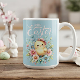 Caneca De Café Pintinho De Primavera De Vintage Pastel Em Felz pa
