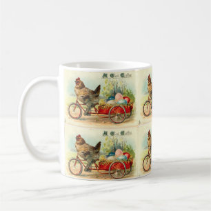 Caneca De Café pintinho Vintage na Páscoa de bicicleta