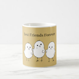 Caneca De Café Pintinhos Bebês Brancos Dourados Melhores Amigos P