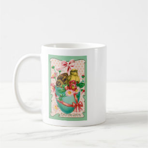 Caneca De Café Pintinhos com saudação de Páscoa de Ovos de Pá