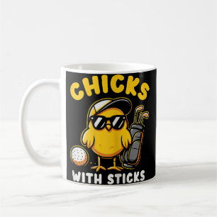 Caneca De Café Pintinhos Com Sticks Golfer Girl Gol
