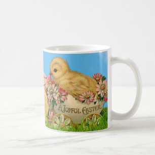 Caneca De Café Pintinhos de Páscoa com Céu Azul e Ovo de Pásco