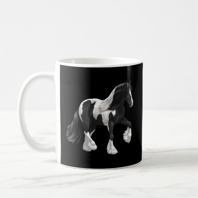 Caneca De Café Pinto-branco-preto Pinto-cigano Cavalo de Rascunho (Esquerda)