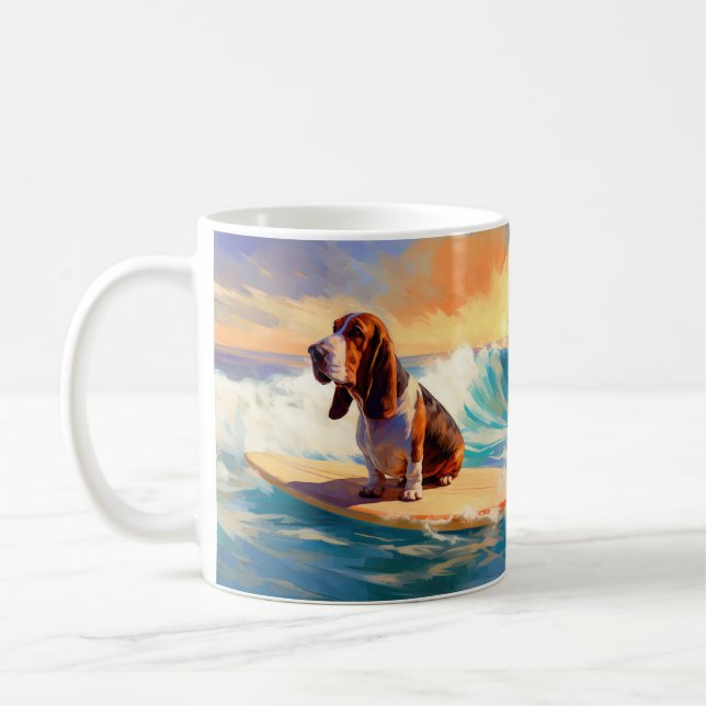Caneca De Café Pintor de Navegação em Praia de Basset Hound (Esquerda)