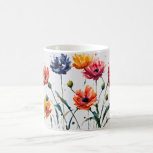 Caneca De Café Pintor Mínimo de Flores de Aquarela