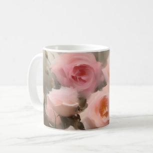 Caneca De Café pintura a aquarela de rosas rosa bonito