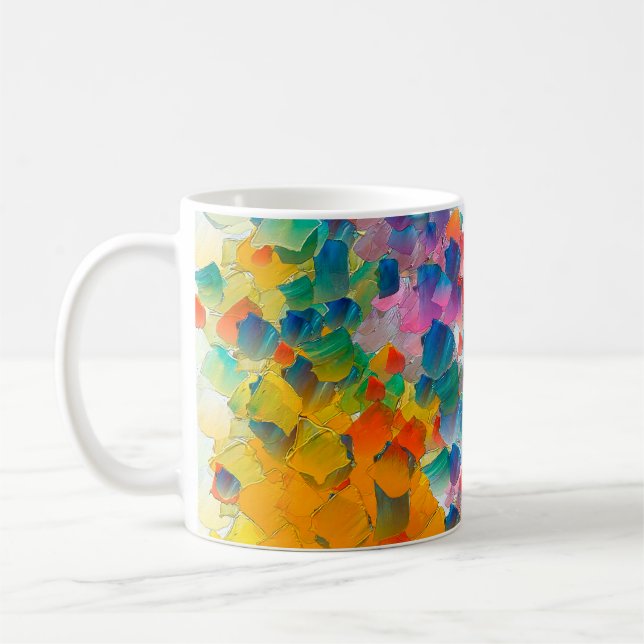 Caneca De Café Pintura a óleo de abstração. Creative design backg (Esquerda)