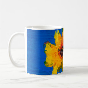 Caneca De Café Pintura a óleo de textura de flores, Art Painted w