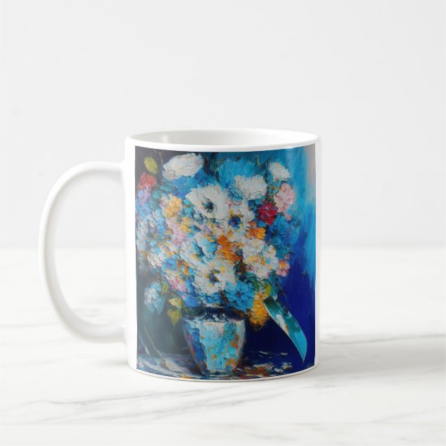 Caneca De Café Pintura a óleo Flores em um vaso (Esquerda)