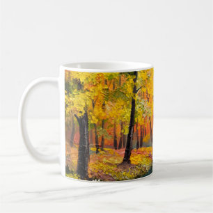 Caneca De Café pintura a óleo na canvas - pintura florestal de ou