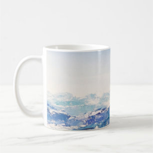Caneca De Café Pintura a óleo na canvas Vista de montagem alp de