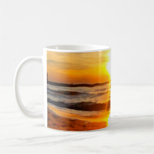 Caneca De Café Pintura a óleo. Trabalho de arte acrílico. Grande 