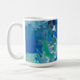 Caneca De Café Pintura Abstrata do Oceano Azul com Facas de Palet