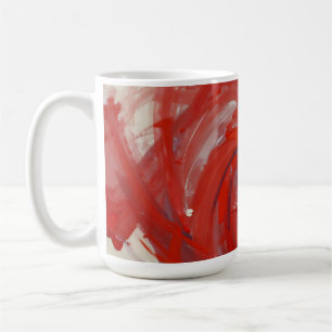 Caneca De Café Pintura Abstrata Espiral Vermelha Carmesim