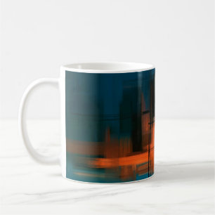 Caneca De Café Pintura abstrato acrílica colorida. Terra surreal