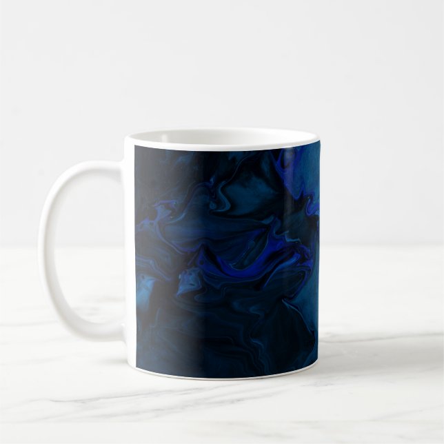 Caneca De Café Pintura abstrato azul e preta (Esquerda)