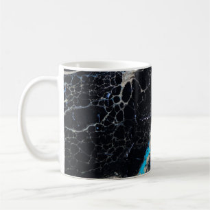 Caneca De Café Pintura abstrato azul e preta