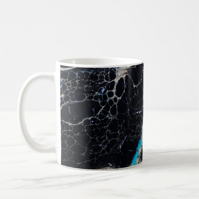 Caneca De Café Pintura abstrato azul e preta (Esquerda)