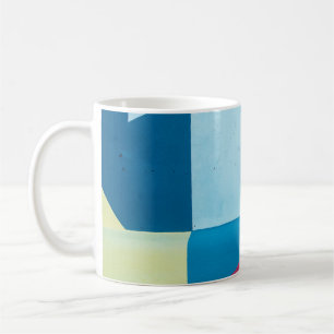 Caneca De Café Pintura abstrato azul, vermelha, rosa e amarela