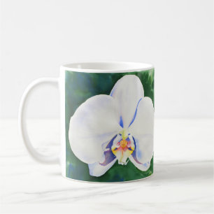Caneca De Café Pintura aquosa Elegante da Orquídea Branca