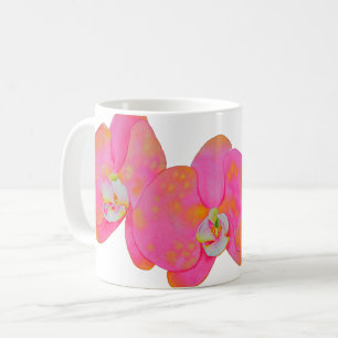 Caneca De Café Pintura aquosa rosa elegante Pintura orquídea