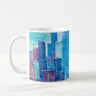 Caneca De Café Pintura artística de arranha-céus. estilo abstrato
